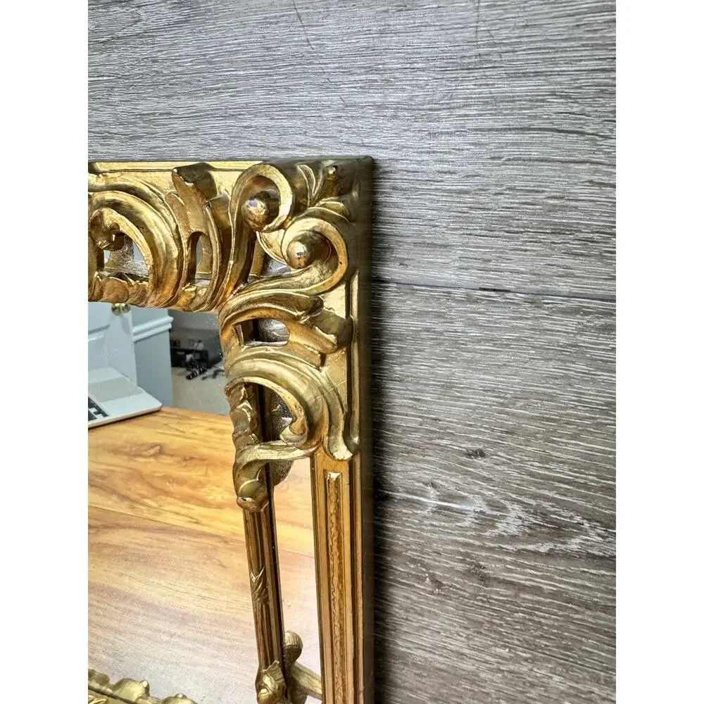 VTG Euromarchi Italian Ornate Gold Gilt Wall Mirror Baroque Rococo Style 16x12”